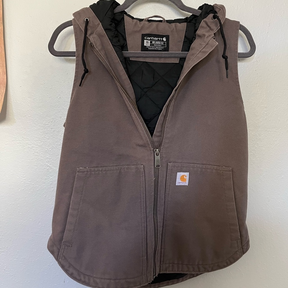 Gray Hooded Carhartt Vest, XS